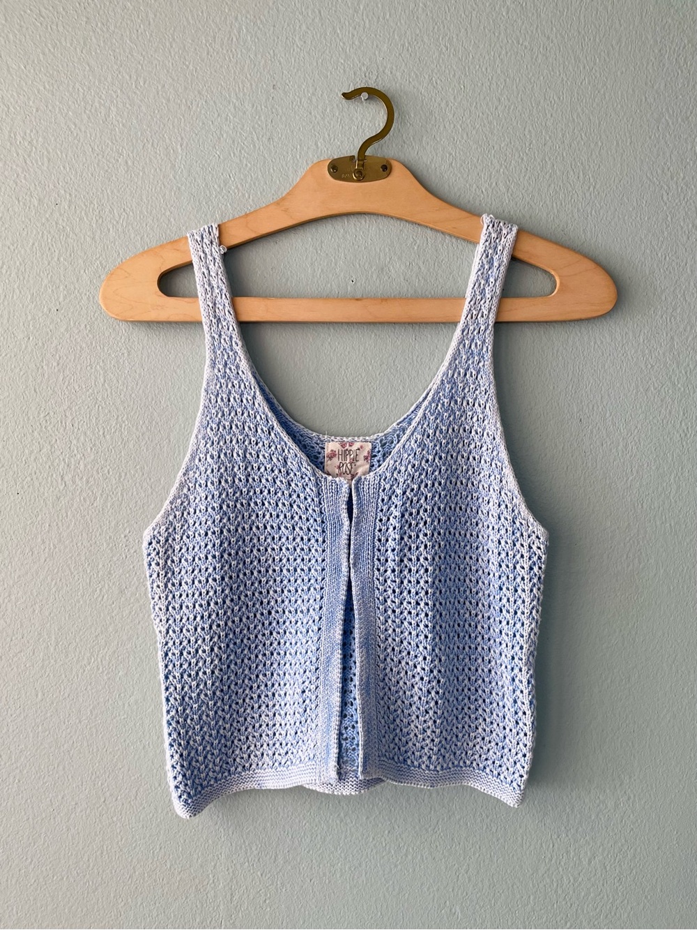 ♦️5/$15♦️Hippie Rose | Baby Blue Knit Tank Top